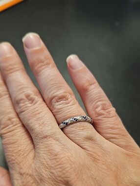 Classic Silver Band Ring with Blue Stone Accents